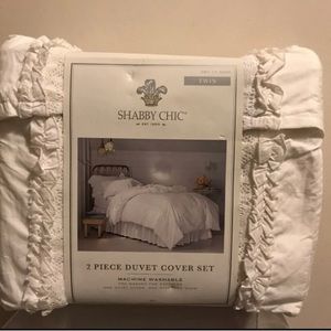 Simply Shabby Chic Twin White Embroidered Duvet Set